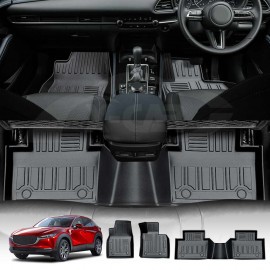 3D All-Weather TPE Floor Mats for Mazda CX-30 CX30 2019-2024 Heavy Duty Customized Car Floor Liners Full Set Carpet