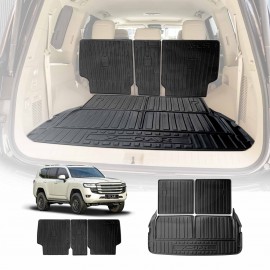 Boot Liners Kick Mats Set for Toyota Landcruiser 300 LC300 7 Seater 2021-Onwards Heavy Duty Car Trunk Cargo Back Seat Protector