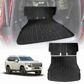 Boot Liner Set for Toyota Landcruiser 300 LC300 7 Seater 2021-Onwards Heavy Duty Car Trunk Cargo Kick Mats Back Seat Protector