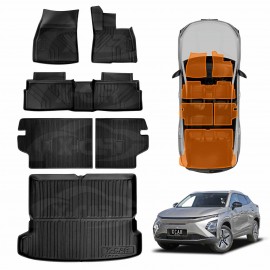 3D Floor Mats Boot Liner Set for Chery OMODA E5 All-Electric 2024-Onwards All Weather Heavy Duty Cargo Kick Mats Back Seat Protector Cover