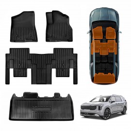 Front Rear Floor Mats Boot Liner for Kia Carnival KA4 Hybrid 2020-Onwards All Weather Heavy Duty Cargo Car Trunk Luggage Tray