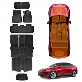 2-In-1 Boot Liners Front Mats Set for Tesla Model Y Juniper 2025-Onwards All Weather Front Toolbox Cargo Car Trunk Interior Cover