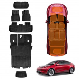 2-In-1 Boot Liners Floor Mats Set for Tesla Model Y Juniper 2025-Onwards All Weather Front Toolbox Cargo Car Trunk Interior Cover