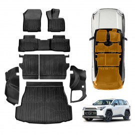 Floor Mats Boot Liner Set for Toyota Rav4 Hybrid 2026-Onwards All Weather Heavy Duty Cargo Kick Back Seat Side Trunk Protector Covers