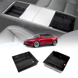 Centre Console Organizer Tray for Tesla Model Y L 6-Seat 2026-Onwards with Flocking liner