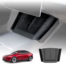 Black Silicone Anti-Slip Mat with Side Storage For Tesla Model Y L 6-Seat 2026-Onwards Center Console Wireless Charger Protective Pad