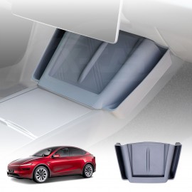Grey Silicone Anti-Slip Mat with Side Storage For Tesla Model Y L 6-Seat 2026-Onwards Center Console Wireless Charger Protective Pad