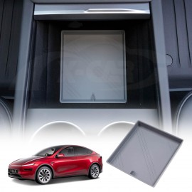 Center Console Organizer Mat for Tesla Model Y L 6-Seat 2026-Onwards Grey Soft Silicone Non-Slip Pad