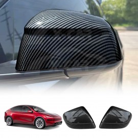 Rear View Mirror Trim Cover for Tesla Model Y L 6-Seat 2026-Onwards Exterior Accessories Side Mirror Cap Carbon Fiber Style 