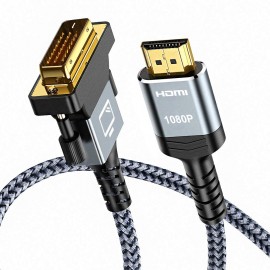 HDMI to DVI Cable Bi-Directional Nylon Braid 1080P DVI to HDMI High Speed Adapter Cable Gold Plated for PS4 PS3 TV PC