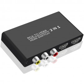 RCA to HDMI Converter 3 in 1 Out RCA/HDMI to HDMI Switcher Selector Supports 4K30hz 3D for Fire Stick PS4/5 Game Consoles PC
