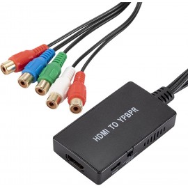 HDMI to Component Video YPbPr RCA Converter Scaler Adapter 1080p R/L Audio Output w/Video Cable for PS3 DVD Player Plug and Play