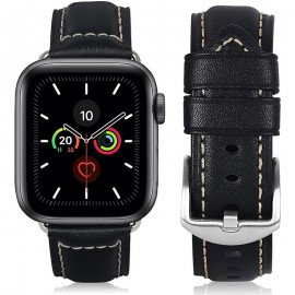 Leather Soft Band Replacement Strap For Apple Watch Series 7 6 5 4 3 2 1 SE Sport 42mm 44mm 45mm Black