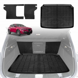 Boot Liner Kick Mats Set for Alfa Romeo Tonale 2022-Onwards All Weather Heavy Duty Cargo Car Trunk Back Seat Protector