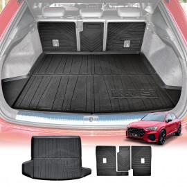 Boot Liner Kick Mats Set for Audi Q3 RS Q3 2019-2025 All Weather Heavy Duty Cargo Car Trunk Back Seat Protector Cover Liner
