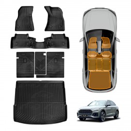 Floor Mats Boot Liner Set for Audi Q5 SQ5 FY series 2017-2025 All Weather Heavy Duty Cargo Kick Back Seat Protector Cover