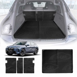 Boot Liner Kick Mats Set for BMW iX 2022-Onwards All Weather Heavy Duty Cargo Car Trunk Back Seat Protector