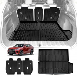 Boot Liner Kick Mats Set for BMW iX2 U10 Series 2024-Onwards All Weather Heavy Duty Cargo Car Trunk Back Seat Protector
