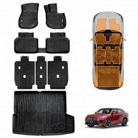 Floor Mats Boot Liner Set for BMW iX2 U10 Series 2024-Onwards Heavy Duty All Weather Car Trunk Cargo Kick Back Seat Cover