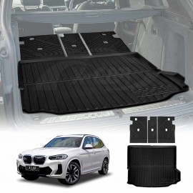Boot Liner Kick Mats Set for BMW iX3 2023-2025 All Weather Heavy Duty Cargo Car Trunk Back Seat Protector