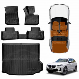 3D Floor Mats Boot Liner Set for BMW iX3 2023-2025 All Weather Heavy Duty Cargo Car Trunk Luggage Tray