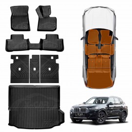 3D Floor Mats Boot Liner Set for BMW X3 M G01 F97 2017-2024 All Weather Heavy Duty Cargo Kick Mats Back Seat Protector Cover