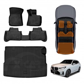 3D Floor Mats Boot Liner Set for BMW X3 G45 30e xDrive PHEV 2024-Onwards All Weather Heavy Duty Cargo Car Trunk Luggage Tray