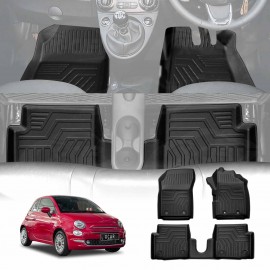 3D Floor Mats for Fiat 500 500C 2008-2024 Heavy Duty All Weather Car Carpet Liners Accessories