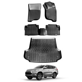 3D Floor Mats Boot Liner Set for Mitsubishi Pajero Sport 5 Seater 2015-2025 All Weather Heavy Duty Cargo Car Trunk Luggage Tray