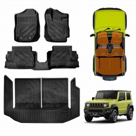 Floor Mats Split Fold Boot Liner for Suzuki Jimny 3-Door Auto Transmission 2018-Onwards All Weather Heavy Duty Cargo Car Trunk Luggage Tray