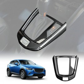 Carbon Fiber Style Center Console Gear Shift Cover Frame Trim Protector for Mazda CX-3 CX3 Auto 2015-2024