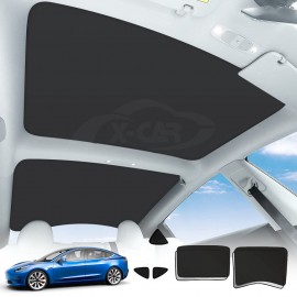 Tesla Model 3 Glass Roof Sunroof Mesh Top Window Sun Blind Shade Sunshade with UV Heat Insulation Film (Black)