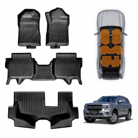 3D Floor Mats for Ford Everest 2022-Onwards All Weather Heavy Duty TPE Cargo Car Trunk Luggage Tray