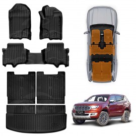 3D Floor Mats Boot Liners for Ford Everest SUV 2015-2022 All Weather Heavy Duty Cargo Car Trunk Luggage Tray