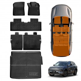 Floor Mats Boot Liner Set for Geely Starray EM-i 2025-Onwards Without Subwoofer All Weather Car Trunk Cargo Kick Back Seat Cover