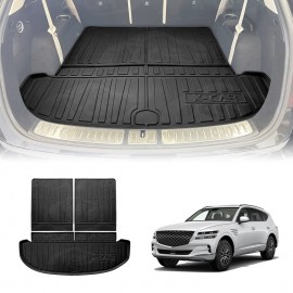 Boot Liners for Genesis GV80 7 Seater 2021-Onwards All Weather Heavy Duty Cargo Trunk Mat Luggage Tray Car Accessories 3 Pcs Set