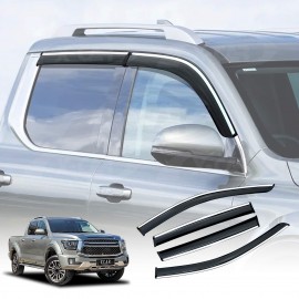 Weathershields for GWM Cannon Alpha 2024-Onwards Car Weather Shields Wind Deflectors Window Sun Visor 4 Pcs Silver Edged Style