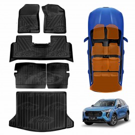 Floor Mats Boot Liner Set for GWM Haval Jolion 2021-Onwards All Weather Heavy Duty Car Trunk Cargo Kick Back Seat Protector Cover