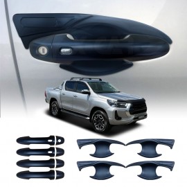 Keyless Smart Door Handles Bowl Inserts Cover for Toyota Hilux 2015-2024 Matt Black protector