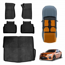 3D Floor Mats Boot Liner Set for Holden Special Vehicles HSV GTS 2013-2017 All Weather Heavy Duty Cargo Car Trunk Luggage Tray