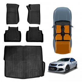 3D Floor Mats Boot Liner Set for Holden Special Vehicles HSV Senator 2013-2017 All Weather Heavy Duty Cargo Car Trunk Luggage Tray