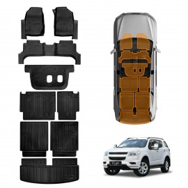 3D Floor Mats Boot Liners Set for Holden Colorado 7 2012-2016 All Weather Heavy Duty Cargo Kick Mats Back Seat Protector Cover