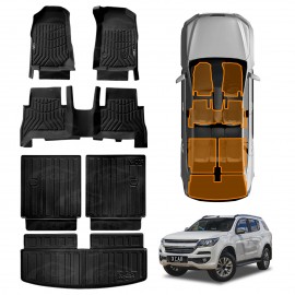 3D Floor Mats Boot Liners Set for Holden Trailblazer 2016-2022 All Weather Heavy Duty Cargo Car Trunk Luggage Tray