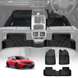 3D Floor Mats for Honda Civic 11th 2021-2024 Heavy Duty All Weather Car Mats Carpet Liner Set