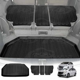Boot Liner Kick Mats Set for Honda Odyssey 5th Gen 2014-2022 All Weather Heavy Duty Cargo Car Trunk Back Seat Protector