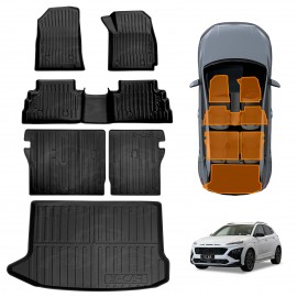 3D Floor Mats Boot Liner Set for Hyundai Kona 2017-2023 Petrol All Weather Heavy Duty Cargo Kick Back Seat Protector Cover