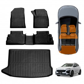 3D Floor Mats Boot Liner for Hyundai Kona 2017-2023 Petrol All Weather Heavy Duty Cargo Car Trunk Luggage Tray Acessories