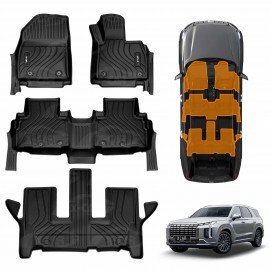 3D Floor Mats for Hyundai Palisade 2020-2025 Heavy Duty All Weather Car Mats Carpet Liner Set
