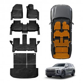 3D Floor Mats Boot Liners for Hyundai Palisade LX2 Series 2020-2025 All Weather Heavy Duty Cargo Car Trunk Luggage Tray