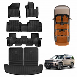 3D Heavy Duty All Weather Car Mats Boot Liner Floor Liner Full Set for Hyundai SantaFe Santa Fe 6/7 Seater 2024-2025 Cargo Trunk Mat